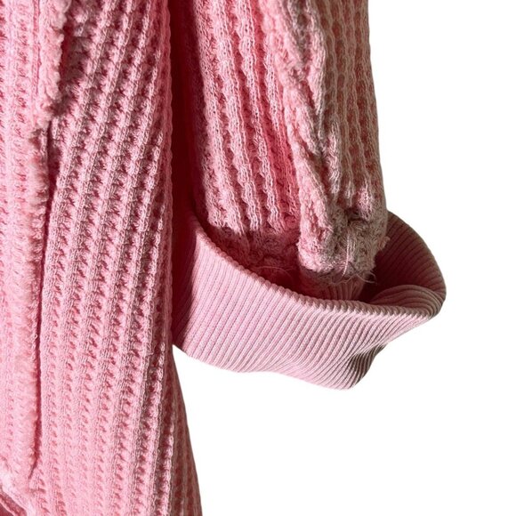 Free People We The Free Top Medium Pink Oversized V-Neck Waffle Travis Polo - Picture 5 of 9